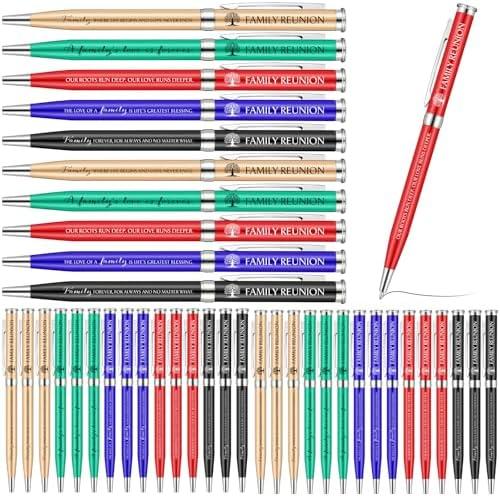 Fuyoooo 24 Pcs Family Reunion Gifts 5 Styles Retractable Family Tree Ballpoint Pen Inspirational Class Reunion Decorations for Guest Gathering Party Supplies