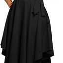 Plus Size Women Wedding Guest Dress Off Shoulder Boat Neck Irregularly Flowy Midi Church Dress 2 XL
