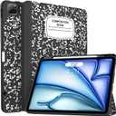 Soke Case for iPad Air 13 Inch (M3/M2,2025-2024), iPad Pro 12.9" 6th/5th Generation with Pencil Holder(2021 2022 Release)-[Apple Pencil Charging + Auto Wake/Sleep] Soft Back Cover, Book Black