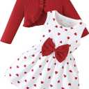 Rosibel Toddler Baby Girls Dress and Cotton Cardigan Set for 6M-3T Spring Autumn Clothes Outfits Size: 18-24 Months