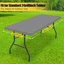 Smiry Rectangle Tablecloth, Elastic Fitted Flannel Backed Vinyl Tablecloths for 4ft Folding Tables, Waterproof Wipeable Table Covers for Indoor, Outdoor, Picnic and Camping (Gery, 24"x48")