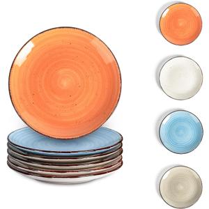 Dessert Plate Set of 6, 7.5 Inch Ceramic Salad Plate, Microwave & Dishwasher Safe Dinner Plates, Gifts for Mother Women Men, Colorful