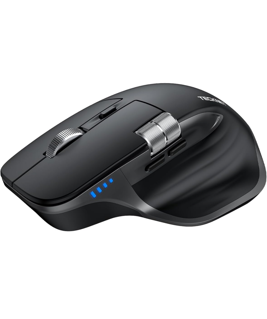 TECKNET Wireless Mouse, Bluetooth Mouse (BT5.3/5.0 & 2.4G) Rechargeable Ergonomic Optical Mouse with 6 Adjustable DPI, Side Scroll, Quiet Clicks, USB A Receiver, 7 Buttons, Wide Compatibility - Black