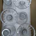 Glass Candlestick Holders Set of 6, Clear Stripe Taper Candle Holders for Table Centerpiece, Home Decorations, Valentine Day, Wedding and Party