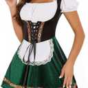Khanda Oktoberfest Outfits Women Traditional Dirndl Dresses Oktoberfest Costume for Bavarian Oktoberfest Halloween Party (Medium, Green)