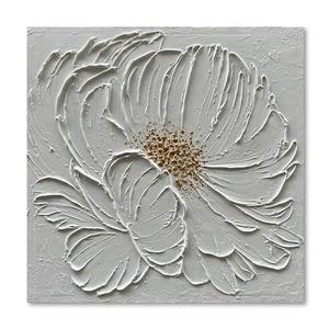 Diathou 24"/24" Inch White Flower Texture Art Hand Painted Abstract Home Wall Decorative Art