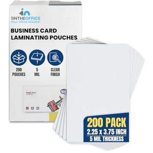 1InTheOffice Laminating Pouches 5 Mil, Business Card Laminating Pouches, 2.25"" x 3.75"", Pre-Trimmed, Moisture Resistant, Fade Resistant, 200 Pack