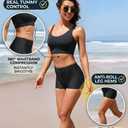 Yonique Womens Swim Shorts Solid Tankini Bottoms Swimsuit Bottoms (Black, M)