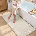 DEXI Bathroom Runner Rugs 60x24, Non Slip Chinelle Bath Mat, Cream