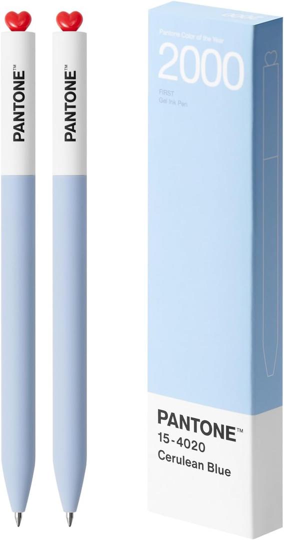 Kaco FIRST Gel Pens 2 Pieces with Black Ink, 0.5 mm Fine Point, Smooth Writing Experience, Aesthetic Cute Stationery for Journaling, Note Taking Pens (2000 Cerulean)