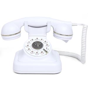Retro Landline Phone 1960's Vintage Corded Dial Button Phone Classic Old Telephone Antique Phones with Redial Function for Home Office (White)