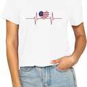Patriotic Shirts July 4th Shirts for Women American Flag Heart T-Shirts USA Fourth of July Casual Tee Top (White, L)
