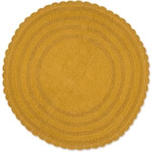 DII Crochet Collection Reversible Bath Mat, Round, 27.5" Diameter, Honey Gold
