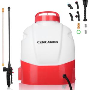 Battery Powered Backpack Sprayer 3.2 Gallon, CENCANON 100 PSI Electric Graden Sprayer Works with 12V Battery, Weed Yard Sprayer with Telescopic Wand, 6 Nozzles, 4 Ah Battery & Charger Included