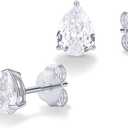 PAVOI 14K Gold Plated 925 Sterling Silver Cubic Zirconia Stud Earrings for Women - Simulated Diamond CZ Earrings