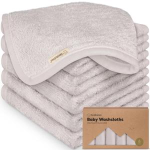6-Pack Baby Washcloths - Soft Absorbent Viscose from Bamboo Wash Cloths for Babies, Kids, Toddlers, Infant, Newborn Bath Towels, Gentle on Sensitive Skin, 10x10 Reusable Face Towels(Heather)
