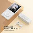 AGPTEK A02 MP3 Player with Bluetooth 5.3, 1.8 inch Screen Portable Music Player with Speaker, FM Radio, Voice Recorder, Supports Expanded Up to 128GB(White, 32GB)