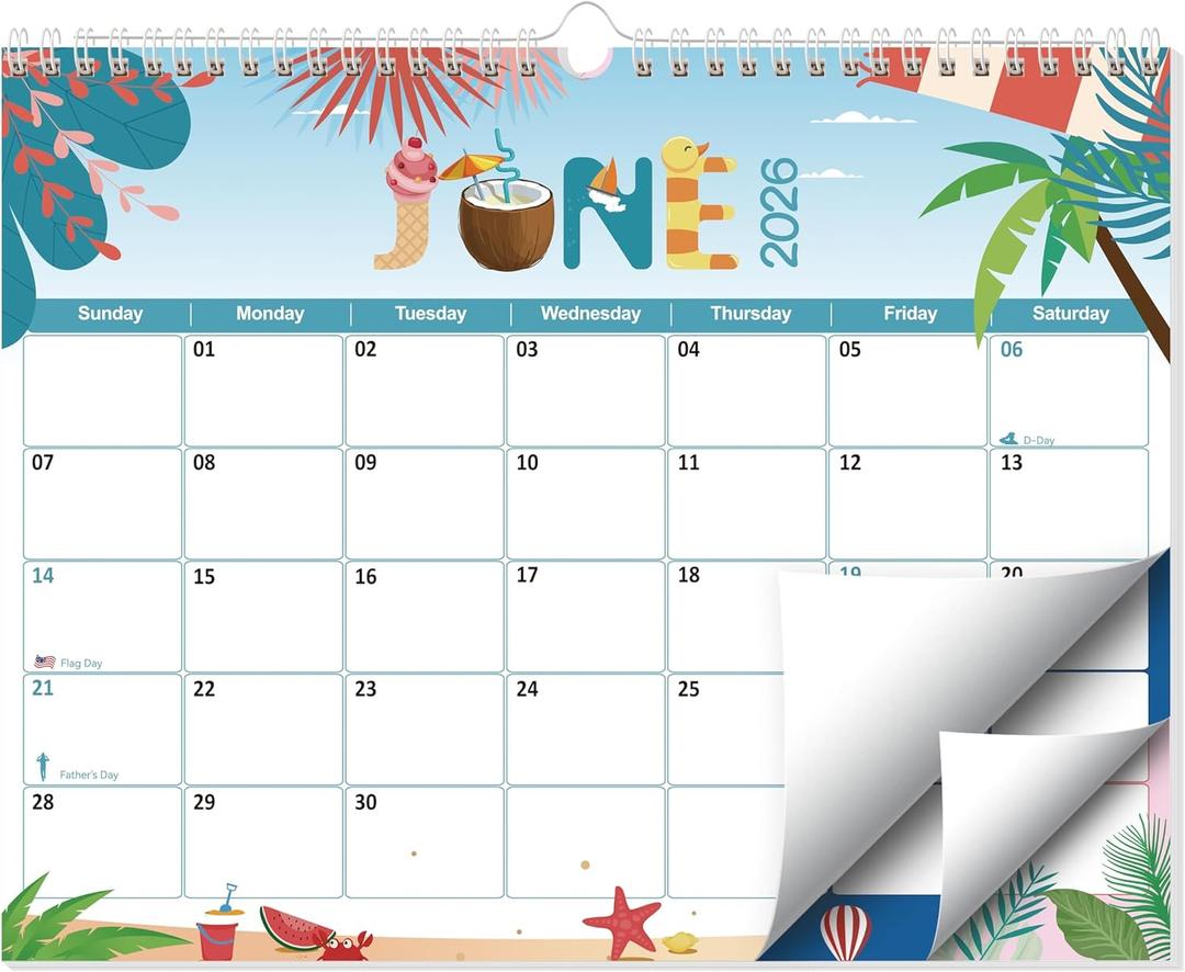GuassLee Wall Calendar 2026-2027, 19 Months Running from Jun. 2026 to Dec. 2027, 14" X 11" Paper Hanging Planner Wall with Thick Paper for Office Home Planning & Organizing