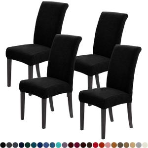 Joccun Chair Covers for Dining Room Set of 4,Dining Chair Slipcovers Stretch Dining Room Chair Covers Seat Protector,Washable Parsons Chair Cover for Home,Hotel,Banquet(Black,4 Pack)