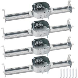 Tandefio 4 Pcs Adjustable Ceiling Fan Bracket Ceiling Mounting Bracket Electrical Box for Fans and Light Fixtures, 14.7 Inches in Length