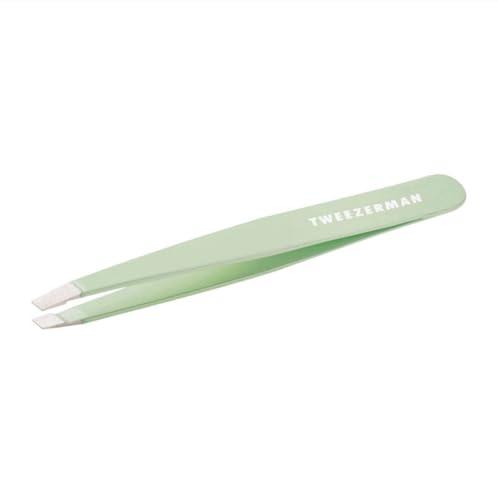 Tweezerman Stainless Steel Slant Tweezer - Eyebrow Tweezers for Women and Men (Pistachio)