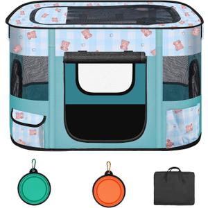 Foldable Dog Playpen Indoor,Expandable Puppy Playpen,Portable Pet Playpen for Small Animals,Waterproof Exercise Kennel Tent Crate for Travel,Camping, Home & Outdoor Use (M 31"L x 22"W x 21"H, Blue)