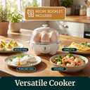 Elite Gourmet EGC-007## Rapid Egg Cooker, 7 Easy-To-Peel, Hard, Medium, Soft Boiled Eggs, Poacher, Omelet Maker, Auto Shut-Off, Alarm, 16-Recipe Booklet, White