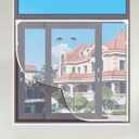 Magnetic Window Screen, DIY Window Screen for House Adjustable Fiberglass Mesh White Frame Grey Net Self Adhesive Easy Installation (35"x57"(89x145cm))