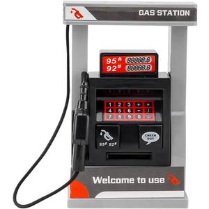 Kids Toy Miniature Gas Station Model Playset with 2 Roadblocks,Little Gas Station Pump Toy Simulation Play for Boy Childrens Pretend Game DIY Play House