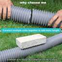 plusgutter Rain Gutter Downspout Extensions Flexible, Drain Downspout Extender,Down Spout Drain Extender, Gutter Connector Rainwater Drainage,Extendable from 21 to 68 Inches (4Pack, Gray)