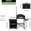 Nice C Camping Kitchen Table Station, Portable Folding Grill Table (Black), 56.9"-72" x 15.8" x 27.8"