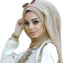 YAOSEN Women Rhinestone Hijab Muslim Head Wrap Long Scarf (Shimmer-Gold)