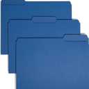 Smead Interior File Folder, 1/3-Cut Tab, Letter Size, Navy, 100 per Box, Expandable File Folders for Filing Cabinet