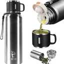 Icesip Stainless Steel Insulated Bottle, 33oz with cup Vacuum Insulated Water Bottle, Thermo for Hot Drinks/Cold Drinks,24-Hr Insulation Commute, Travel