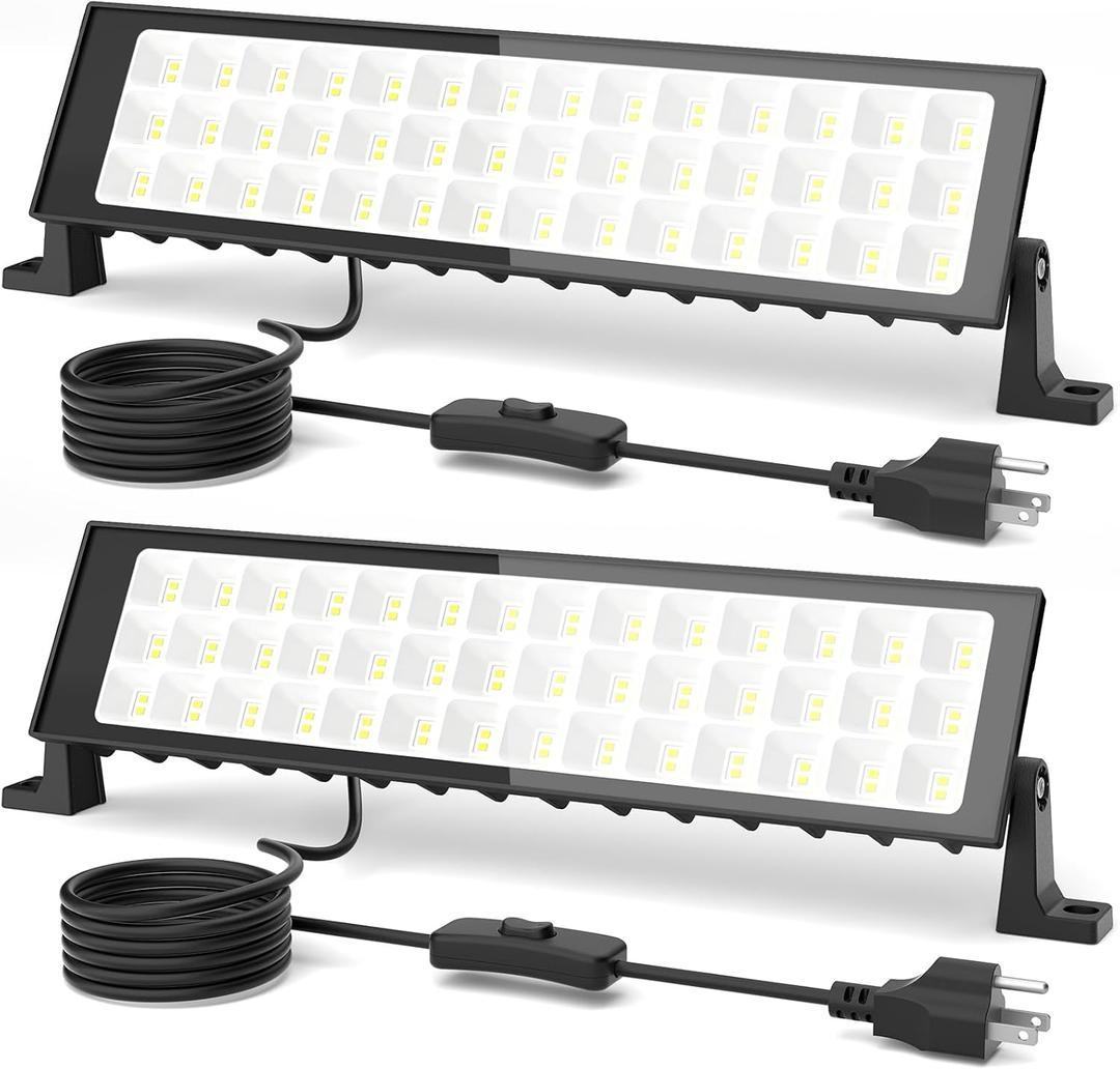 100W Led Shop Lights,2Pack Shop Light for Workshop,IP66 Waterproof Garage Lights with Plug,4.92ft Power Cord and On/Off Switch,11000LM 6500K Super Bright Led Work Light for Yard,Shop,Warehouse