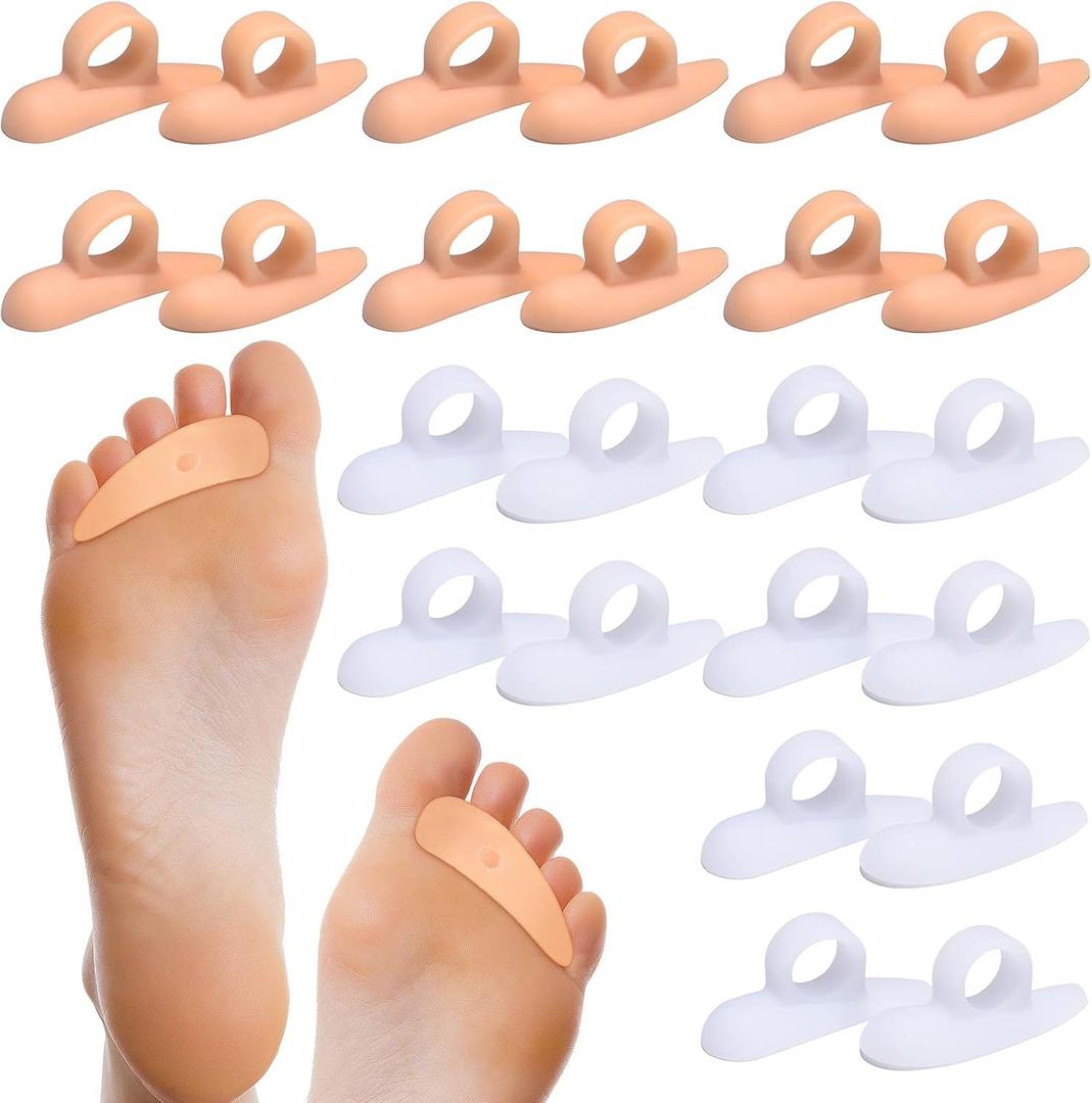 Nuanchu 12 Pairs Hammer Toe Pad Hammerhead Toe Straightener and Corrector Support Crest Cushion Spacers Separators Gel for Women Men Pain Relief Reduces Pressure(Peach puff, White)