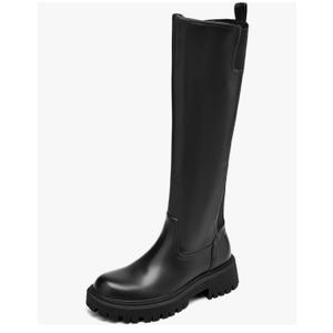 TEAIEU Knee High Boots for Women, Platform Chunky Block Low Heel Tall Boots, Round Toe Side Zipper Fall Long Boots for Dress, Stretch Calf, Comfortable Size 40 (8)