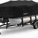 1200D Pontoon Boat Cover 21–24ft,with 16 Adjustable Tie Down Straps, Black