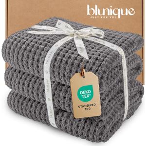 Waffle Knit Throw Blanket, Luxury Cozy Chunky Knit Throw Blanket for Couch, 50 x 60 Inch Thick Ultra-Soft Feather Yarn Knitted Blanket for Sofa, Bed, Home Decor - Grey