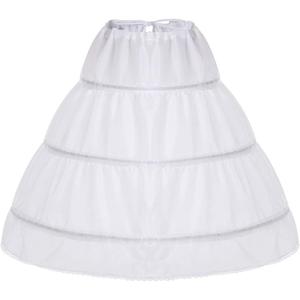 Girls Petticoat Underskirt with 3 Hoops Full Slip Crinoline Skirt