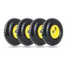 (4 Pack) AR-PRO 4.10/3.50-4" All Purpose Utility Air Tires and yellow Wheel - with 10" Inner Tube, 5/8" Axle Bore Hole, 2.2" Offset Hub and Double Sealed Bearings for Hand Trucks and Gorilla Cart
