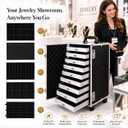 Rolling Jewelry Trolley Case with Drawers Sturdy Case for Travel and Vendor Showes Jewels Sets Display Organizer (Black)