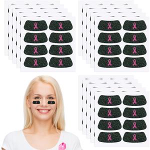 Cholemy 120 Pairs Eye Black Stickers Bulk Baseball Face Glitter Stickers Football Softball Party Favor Spirit Day Accessories(Pink Ribbon,Pink2)