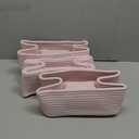 Small Storage Baskets for Organizing | Closet Organizer Bins | Shelf Toy Basket | Woven Rope Baskets | Cube Decorative Box | Shallow Basket | 11.5x7.5x4.7 | 3 Packs Light Pink