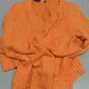 Sampeel V Neck Long Sleeve Shirts for Women Casual Fall Tops Lightweight Tunic Sweaters Fashion Clothes Loose Fit 2025 (Orange, XXL)