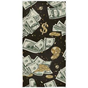 Large Hand Towels Dollar and Coins 15 x 30 Inch Super Absorbent Soft Fingertip Towels Multipurpose for Hand Face Bathroom Gym