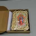 Quelay 24 Pcs Our Lady of Guadalupe Wooden Picture Frames with Organza Gift Bags Baptism Favors for Guests First Communion Christening Memorial Engrave Guest Gift Catholic Gifts Recuerdos De Bautizo