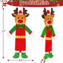 3 Pack Christmas Squeaky Dog Toys, Plush No Stuffing Toy for Dog Puppy, Durable Chew Bite Toys for Small Medium Large Dogs, Interactive Xmas Reindeer, Penguin, Bear for Aggressive Chewers