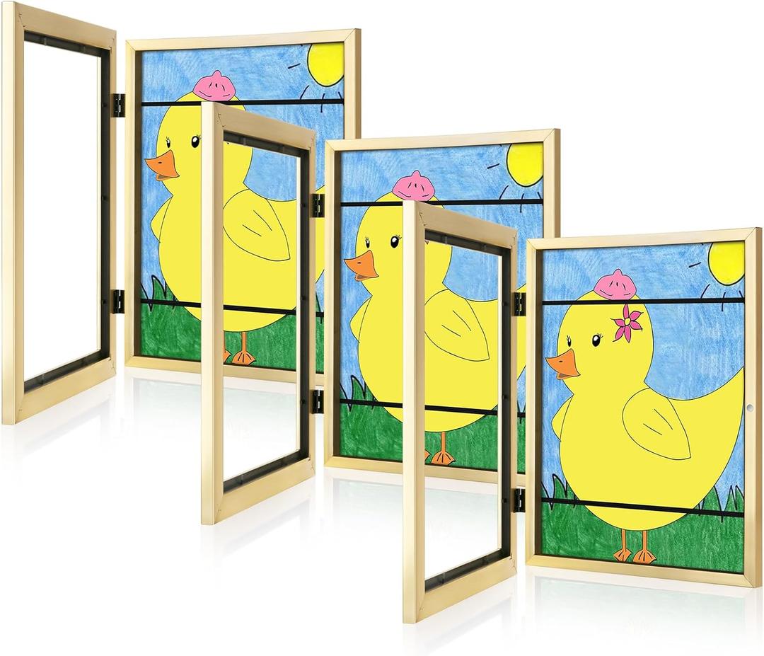 [3-Pack] Kids Art Frames, 8.5x11 Front Opening Kids Artwork Frames Changeable, Gold Artwork Display Storage Frame for Wall, Holds 50 Pcs, for 3D Picture, Crafts, Hanging Art, Portfolio