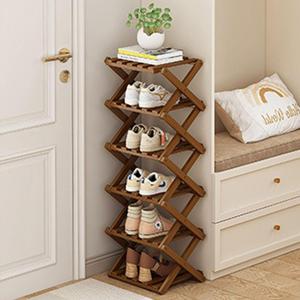 YYW Shoe Rack, Foldable Bamboo Shoes Shelf, Freestanding Shoe Storage Organiser for Entryway, Hallway, Bedroom, Closet (Brown, 6 Layers)
